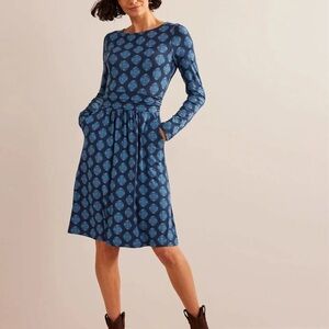 Boden Blue and Light Blue Long Sleeve Dress